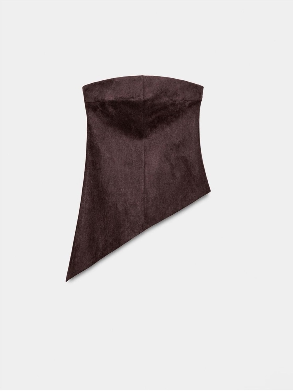 ZARA Asymmetric Faux-Suede Strapless Shirt in Dark Brown